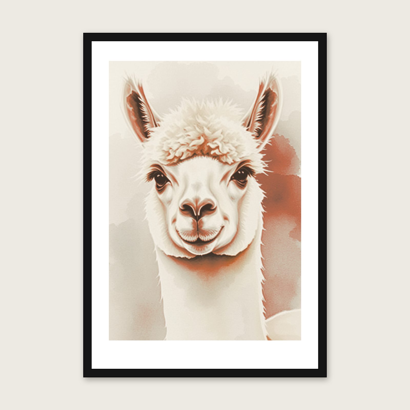 Al Paca Drawing Alpaca Watercolour Animal Print - Framed Wall Art Picture | eBay UK