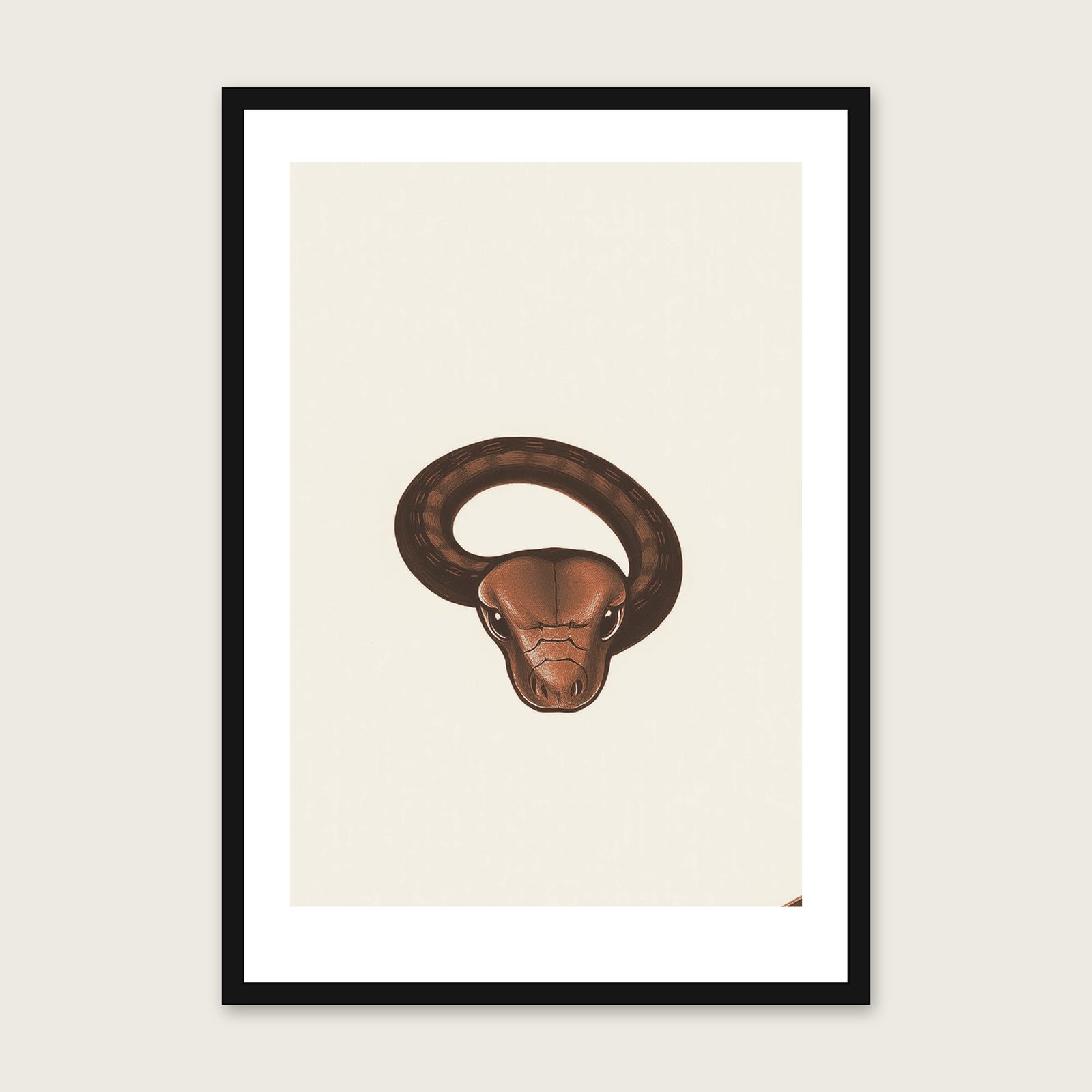 Snake Baskit Blind Snake Minimal Gouache Print - Framed Wall Art | eBay UK